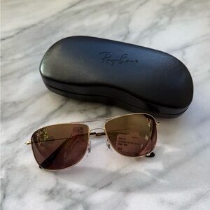 Ray-Ban Gold Frame Sunglasses with Brown Chromance Polarized Lenses